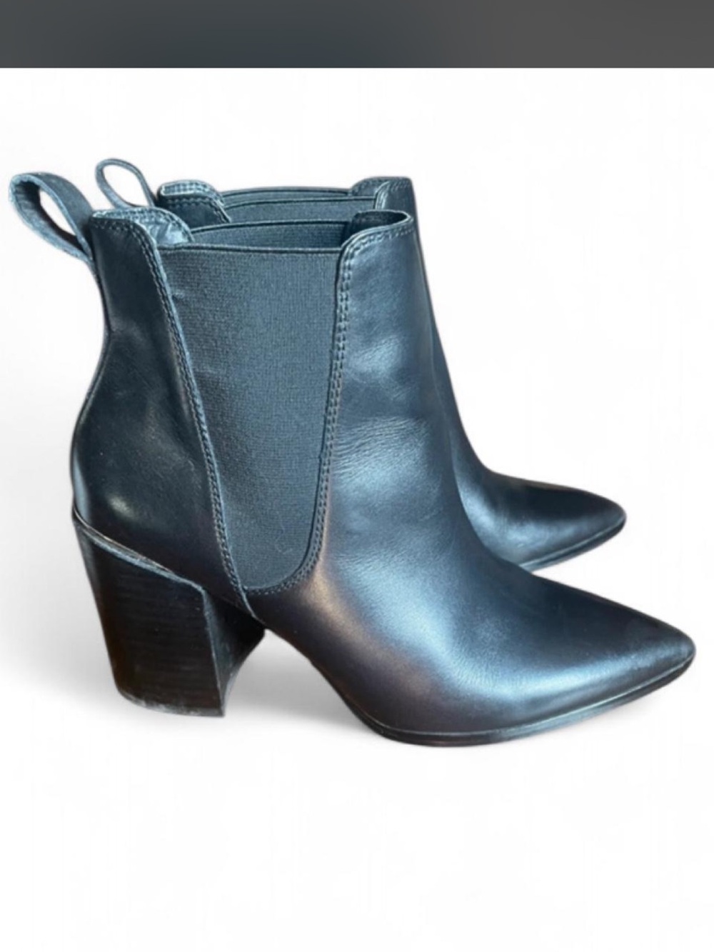 Steve Madden Black Leather Pointed Toe Ankle Booties